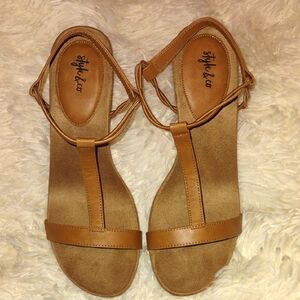 Style & Co Women's Tan Wedge Sandals
